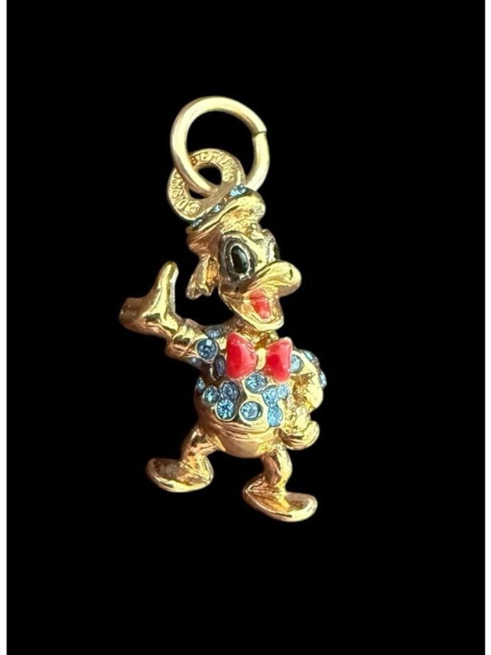 Vintage Disney Sterling Silver Gold Vermeil Donald Duck Rhinestone Charm 1997
